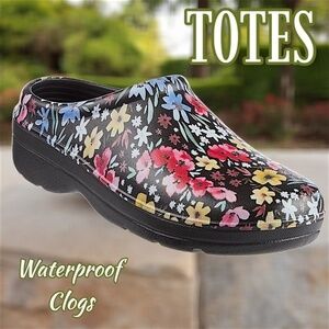 TOTES Bailey Garden Floral Molded Slip On Clogs w/Everywear® Tech NWT/Size 9